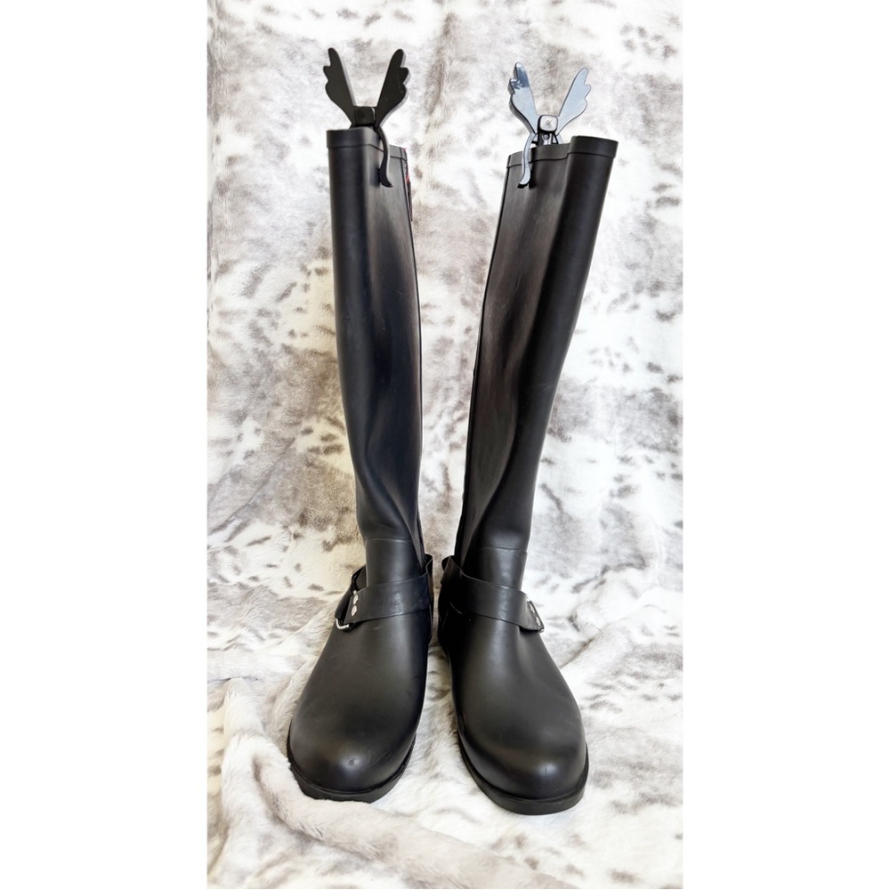 Steve Madden Tsunami Tall Rubber Black/Pink Detail Rain Boots Womens Size 8 - Picture 6 of 11